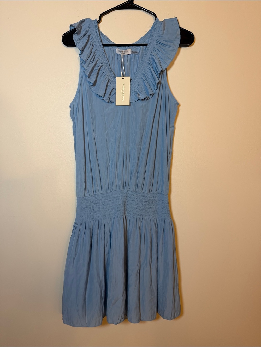 NWT Ramy Brook Sky Blue Ruffle-Neck Sleeveless Dress Medium